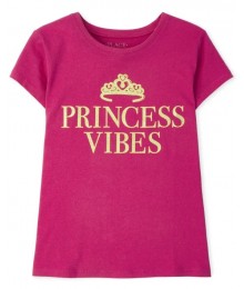 Childrens Place Pink Princess Vibes Graphic Tee